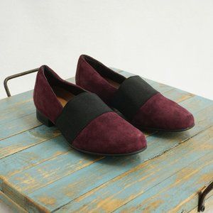 Clarks Unstructured Womens Un Blush Loafers Size 5 M Burgundy Red Black Suede
